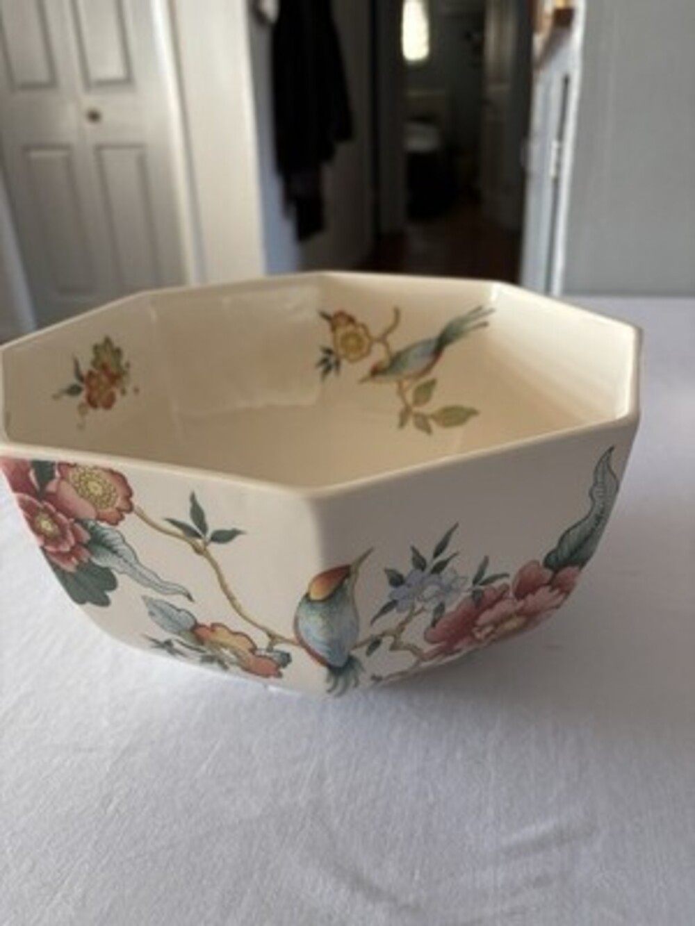 Wedgwood Kutani Crane Octagonal Bowl Bird Floral Barlaston England 1991